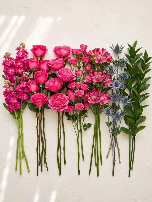 WENT TO THE MARKET FOR ASSORTED HOT PINK FLOWERS